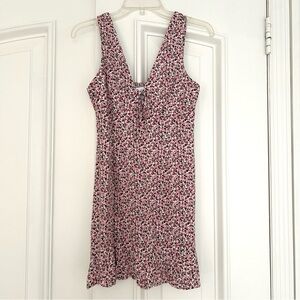 Zara Linen-Blend Pink Floral Sleeveless Mini Dress Size S
